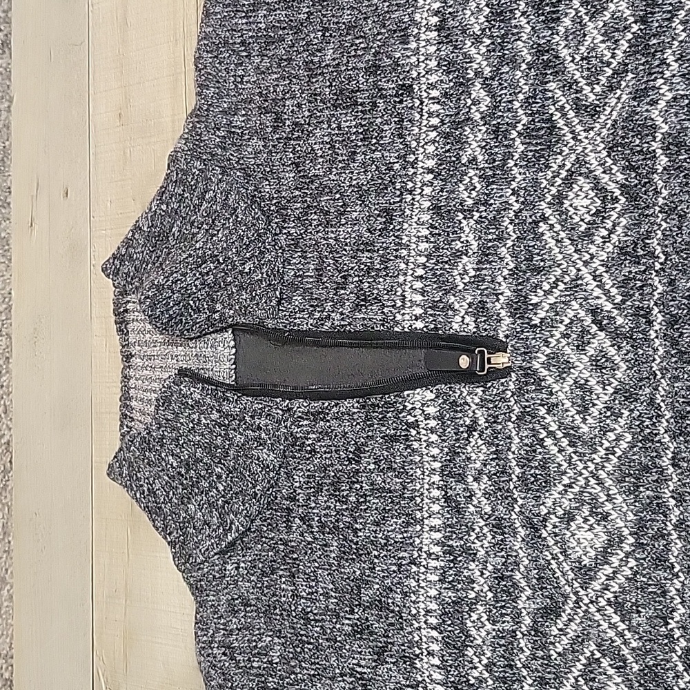 Men's 1/4 Zip Sweater Grey Fleece Lined Winter Pullover - Picture 6 of 8